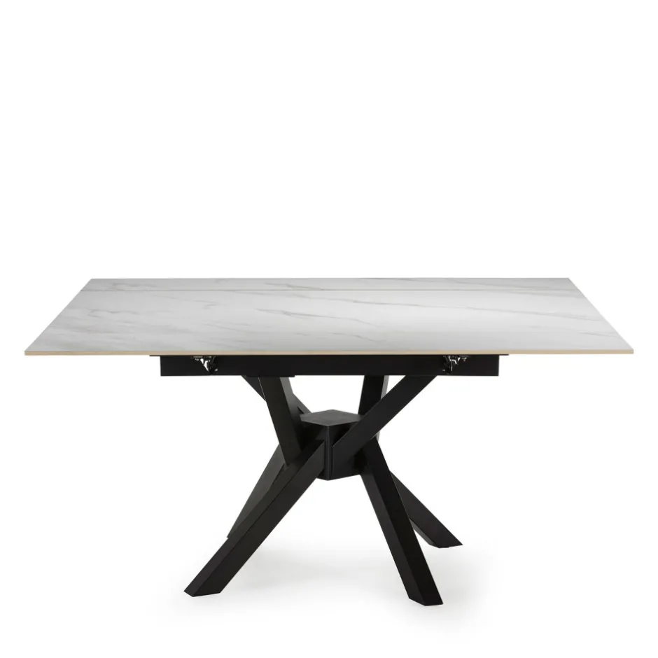 Hot No name BRELYN Table à manger extensible 6 à 8 personnes en céramique et métal 90-150x150cm