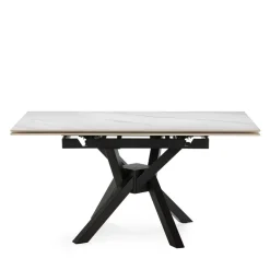 Hot No name BRELYN Table à manger extensible 6 à 8 personnes en céramique et métal 90-150x150cm