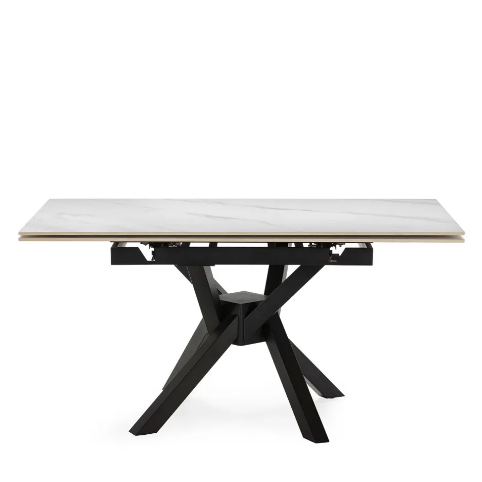 Hot No name BRELYN Table à manger extensible 6 à 8 personnes en céramique et métal 90-150x150cm
