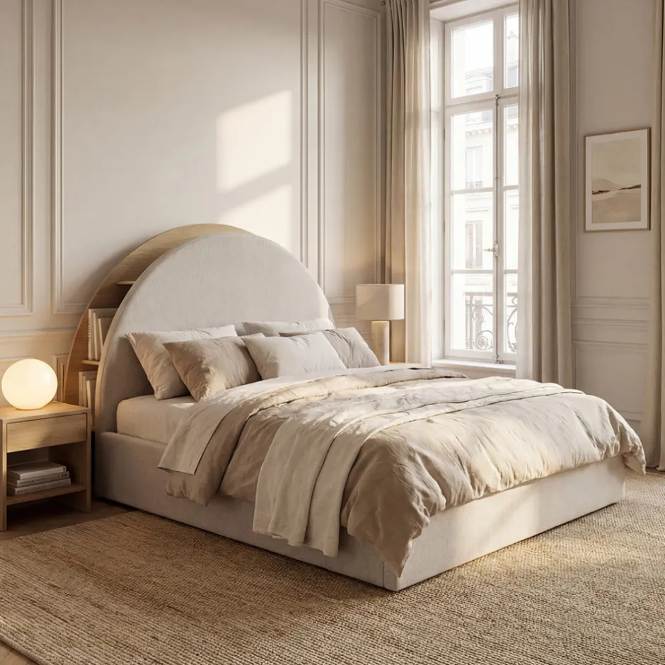 Hot Drawer BRIE Lit coffre en tissu avec rangements intégrés 140x190cm