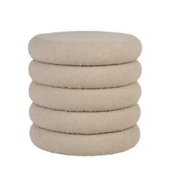 Best House Nordic BROOKLYN Pouf coffre rond en tissu bouclette ø44cm