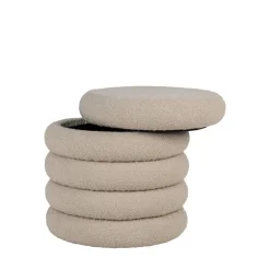 Best House Nordic BROOKLYN Pouf coffre rond en tissu bouclette ø44cm