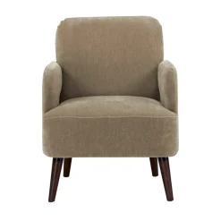 Hot Drawer BROOKS Fauteuil rétro en tissu chenille pieds bois foncé