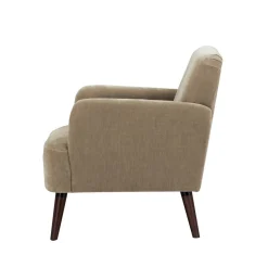 Hot Drawer BROOKS Fauteuil rétro en tissu chenille pieds bois foncé
