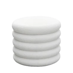 Clearance Drawer BUBBLE Lot de 2 poufs coffres ronds en tissu bouclette ø47cm
