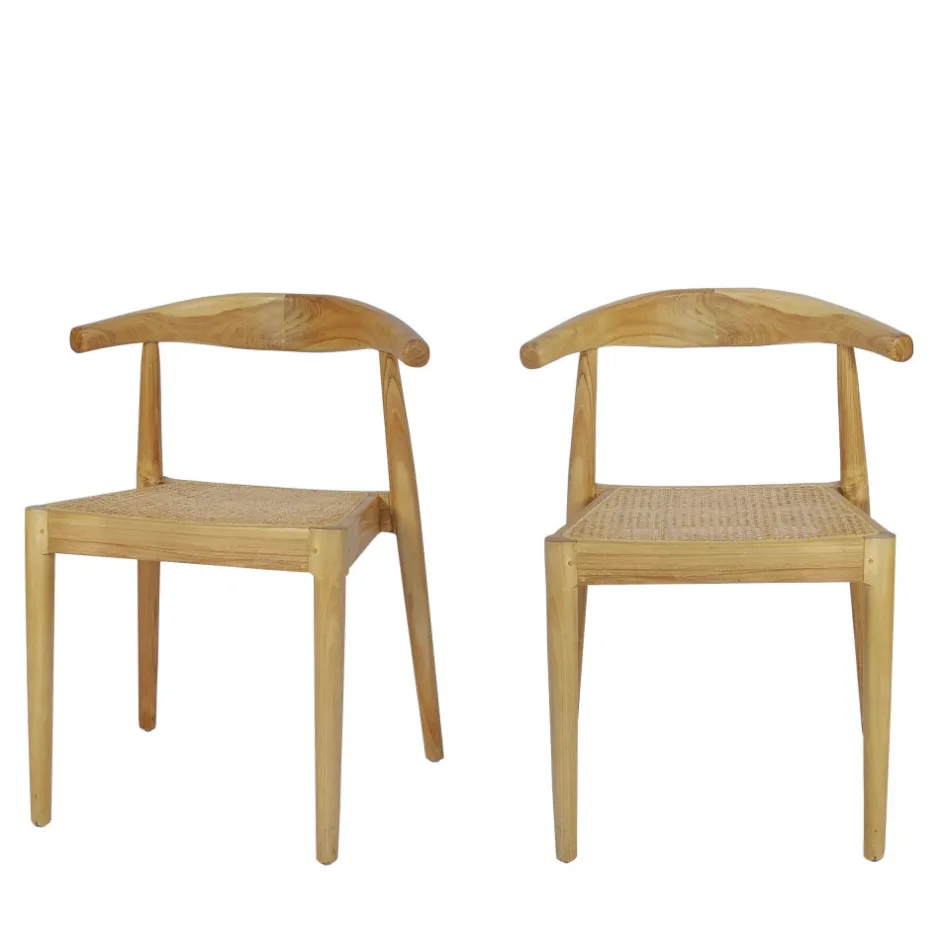 Online Drawer BUNGA Lot de 2 chaises en teck et cannage