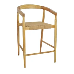 Outlet Drawer BURI Lot de 2 fauteuils de bar en teck et corde tressé H65cm