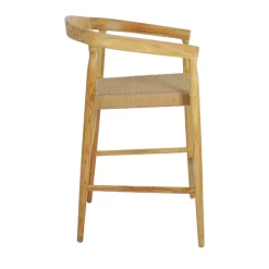 Outlet Drawer BURI Lot de 2 fauteuils de bar en teck et corde tressé H65cm