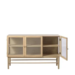 New No name CAHIR Buffet 3 portes en verre trempé et bois L132cm
