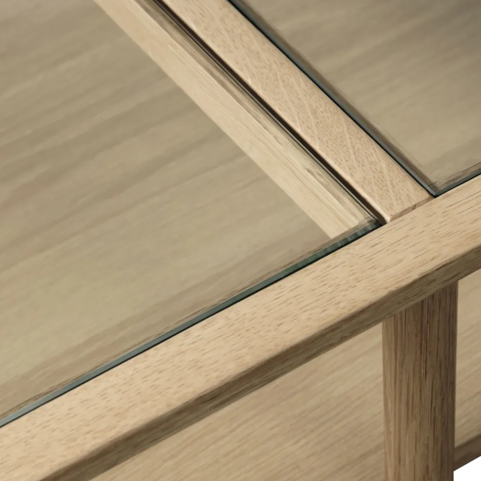 Clearance No name CAHIR Table basse en verre trempé et bois 120x60cm