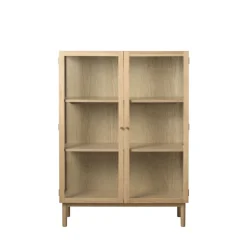 New No name CAHIR Vitrine 2 portes en verre trempé et bois H140cm