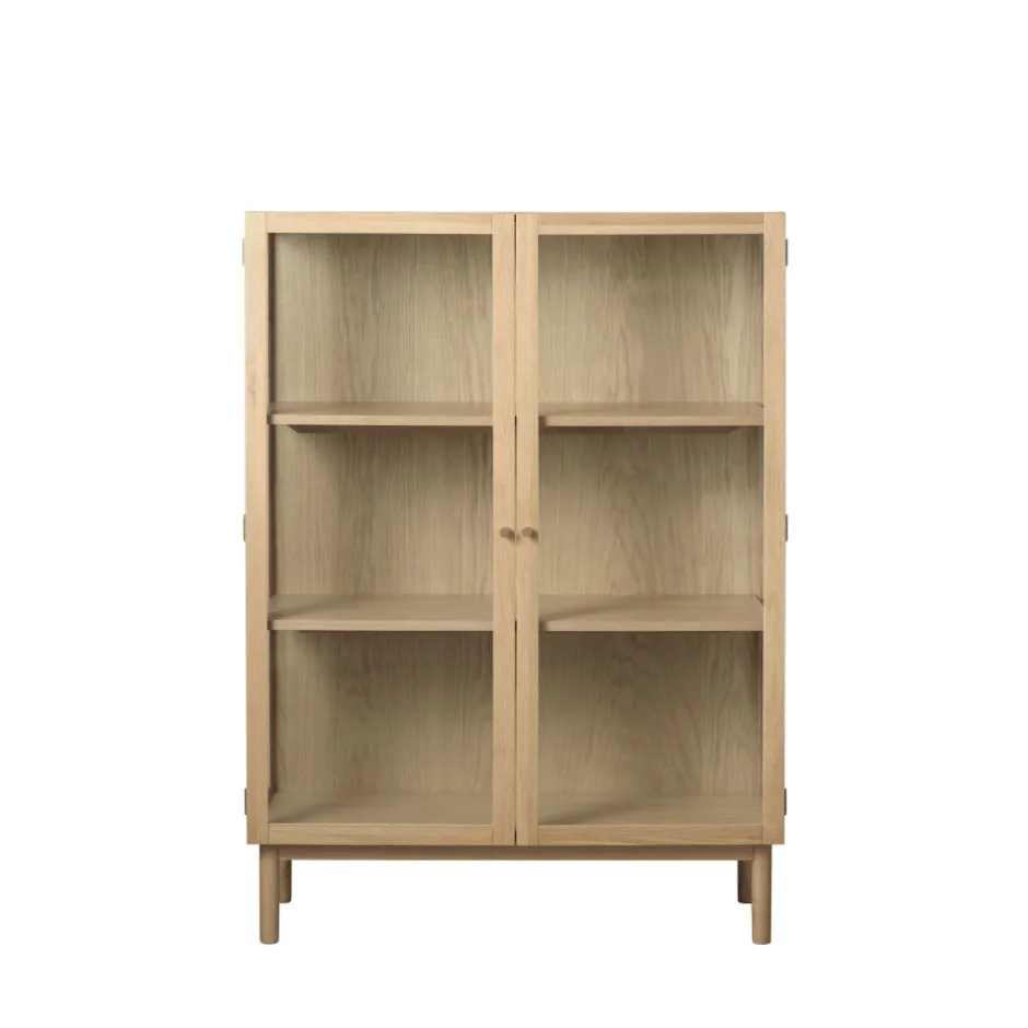New No name CAHIR Vitrine 2 portes en verre trempé et bois H140cm