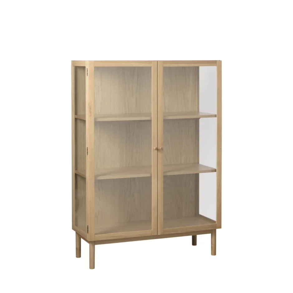 New No name CAHIR Vitrine 2 portes en verre trempé et bois H140cm