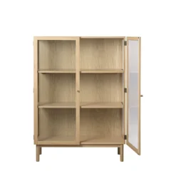 New No name CAHIR Vitrine 2 portes en verre trempé et bois H140cm