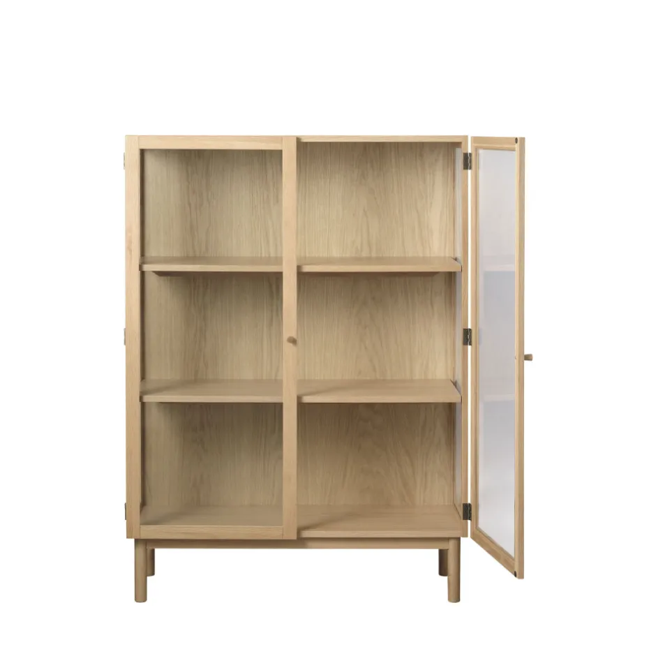 New No name CAHIR Vitrine 2 portes en verre trempé et bois H140cm