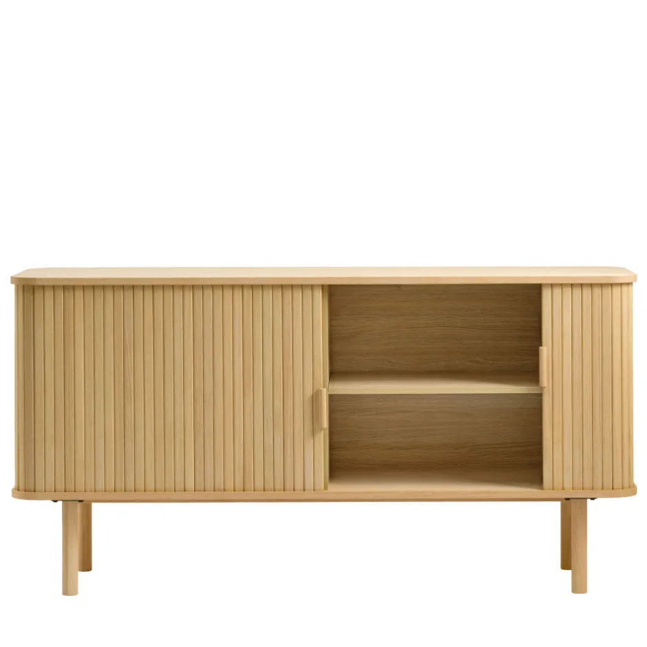 Discount No name CALLAN Buffet aux portes coulissantes en bois strié L160cm
