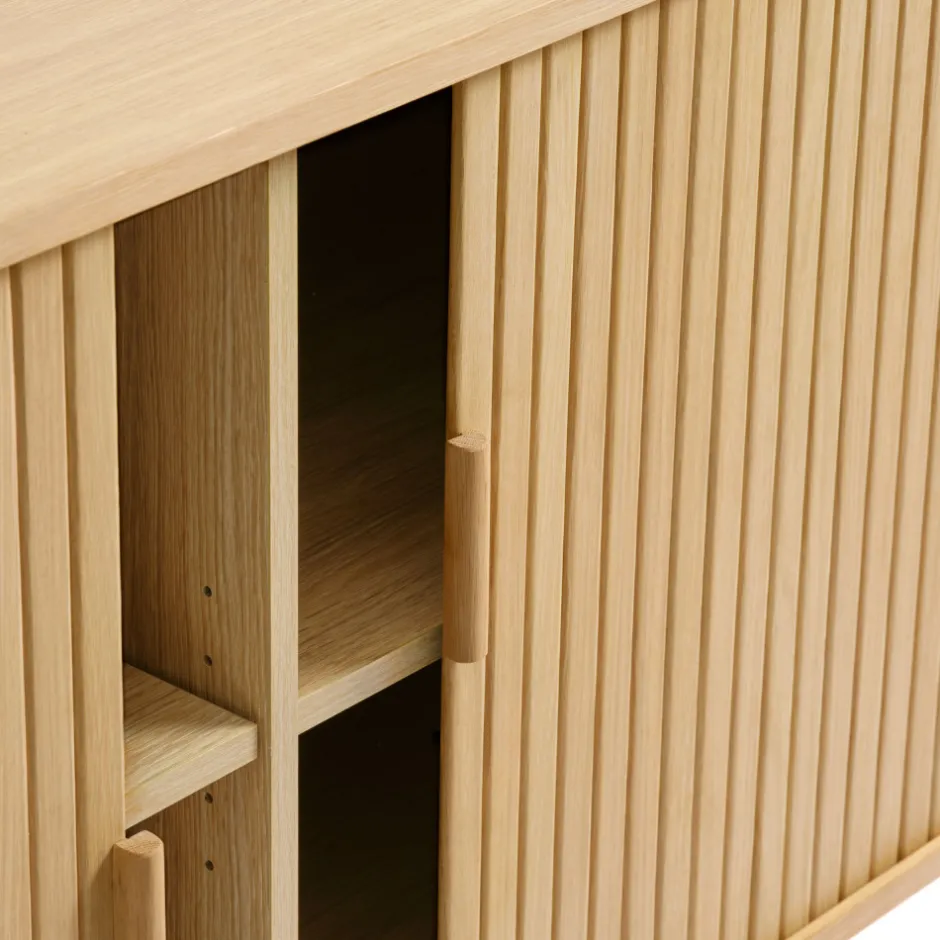 Discount No name CALLAN Buffet aux portes coulissantes en bois strié L160cm