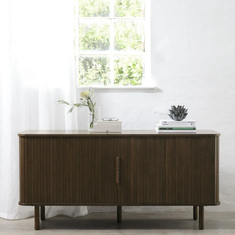 Discount No name CALLAN Buffet aux portes coulissantes en bois strié L160cm