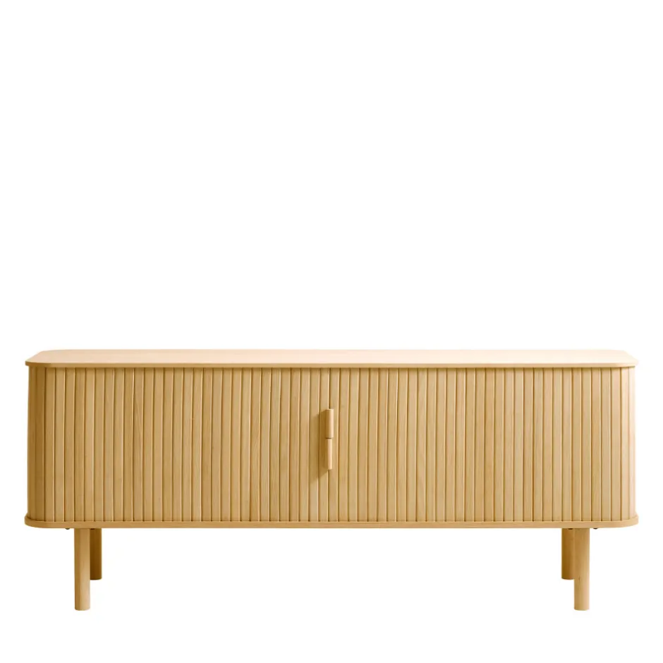 Hot No name CALLAN Meuble TV aux portes coulissantes en bois strié L160cm