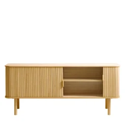 Hot No name CALLAN Meuble TV aux portes coulissantes en bois strié L160cm