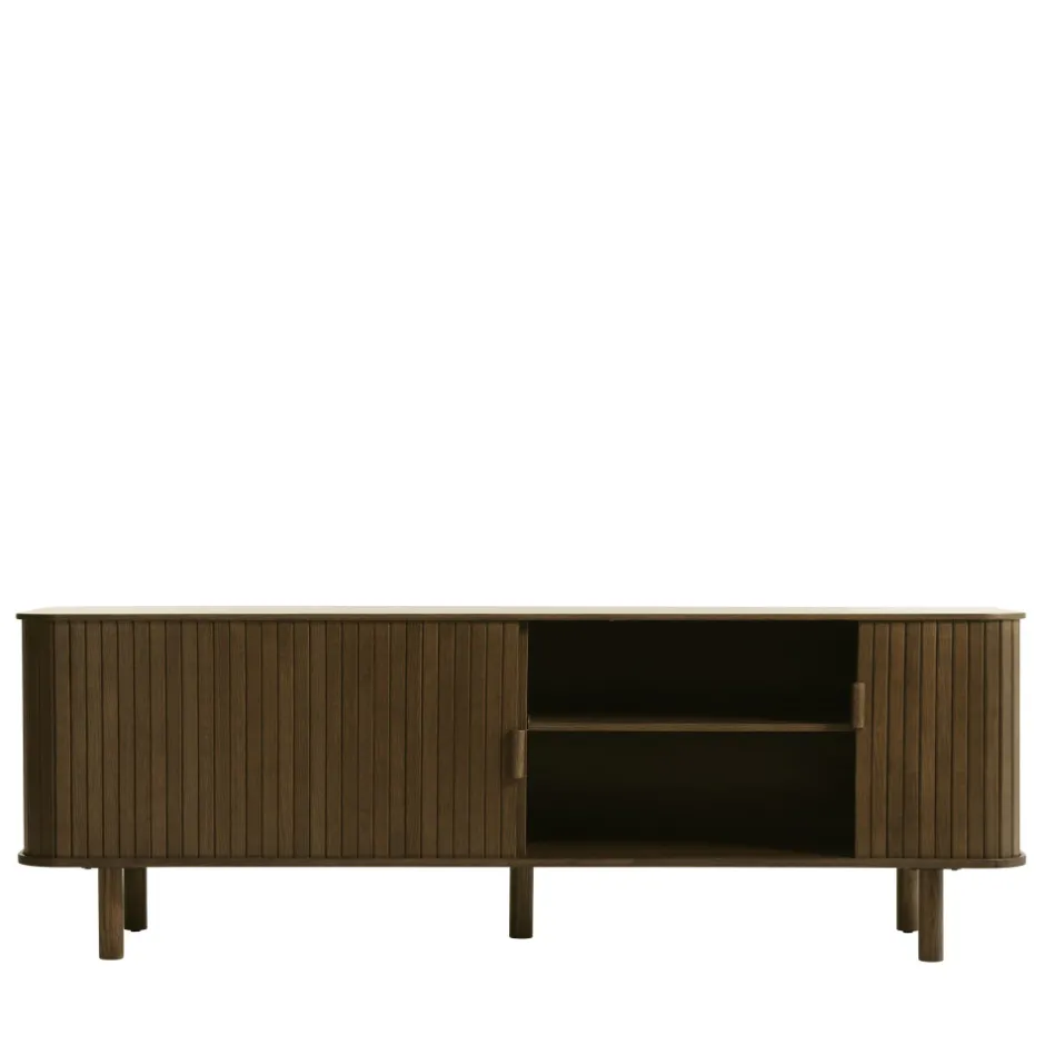 Hot No name CALLAN Meuble TV aux portes coulissantes en bois strié L160cm