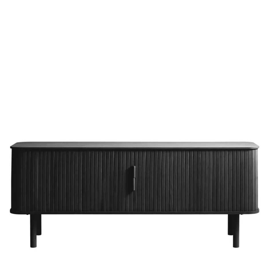 Hot No name CALLAN Meuble TV aux portes coulissantes en bois strié L160cm