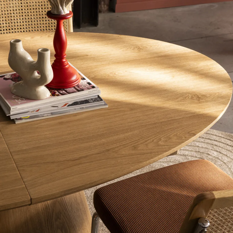 Drawer CAMI Table à manger extensible 6 à 8 personnes ovale en bois