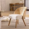 Hot Drawer CANDICE Fauteuil en tissu bouclette et rotin