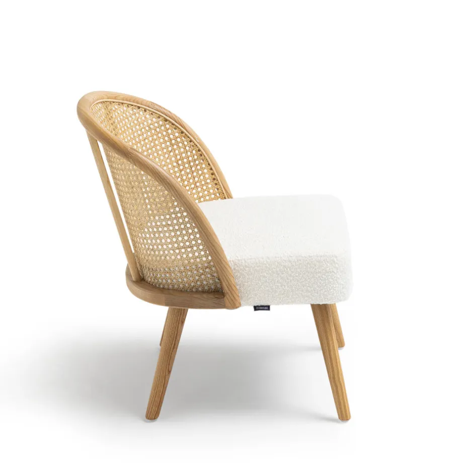 Hot Drawer CANDICE Fauteuil en tissu bouclette et rotin