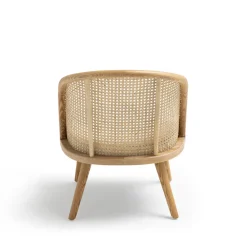 Hot Drawer CANDICE Fauteuil en tissu bouclette et rotin