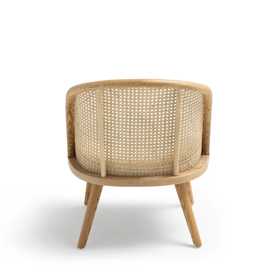 Hot Drawer CANDICE Fauteuil en tissu bouclette et rotin