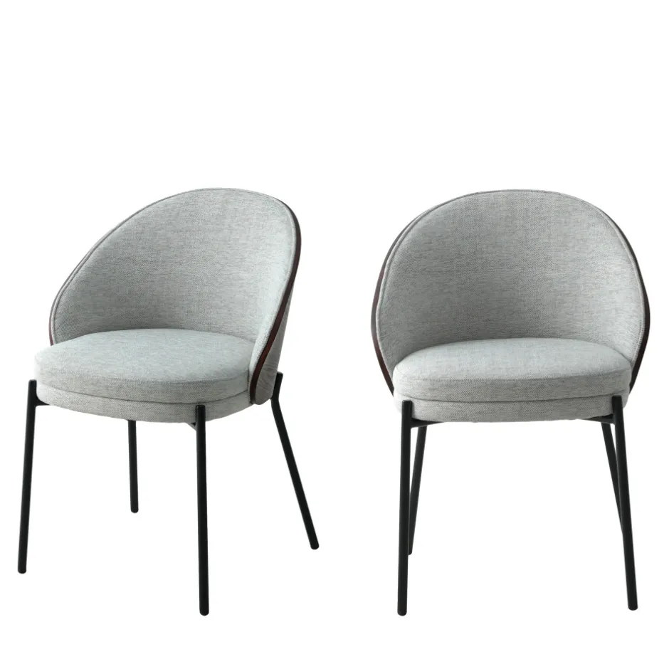 New House Nordic CANELAS Lot de 2 chaises en tissu et métal