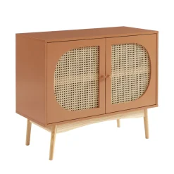 Online No name CANNO Buffet 2 portes en bois et cannage L90cm