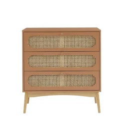 Hot No name CANNO Commode 3 tiroirs en bois et cannage L80cm