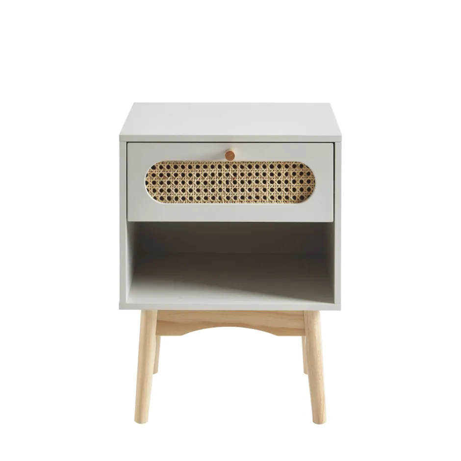 New No name CANNO Table de chevet enfant 1 tiroir en bois et cannage