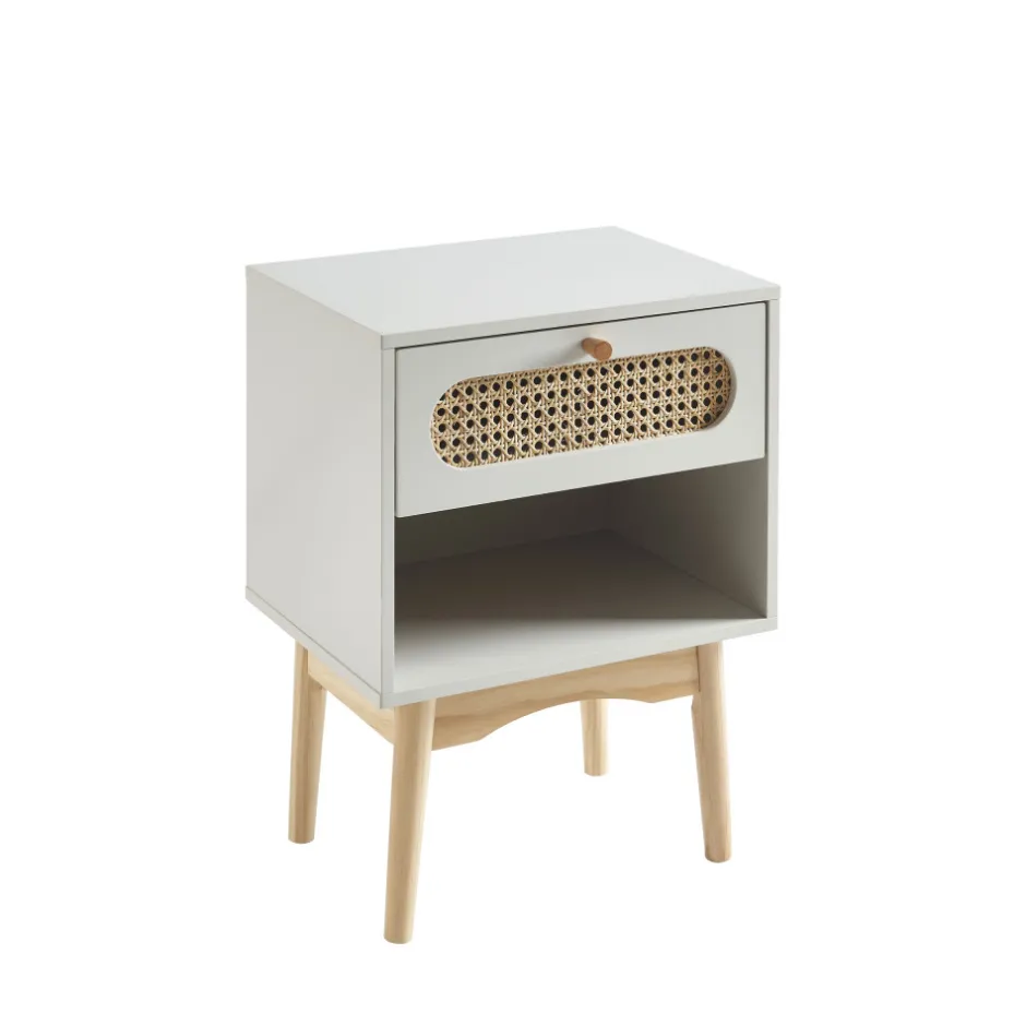 New No name CANNO Table de chevet enfant 1 tiroir en bois et cannage
