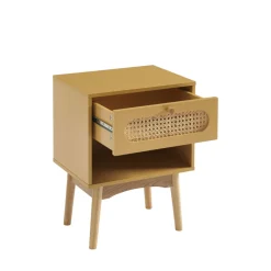 New No name CANNO Table de chevet enfant 1 tiroir en bois et cannage