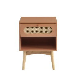 New No name CANNO Table de chevet enfant 1 tiroir en bois et cannage