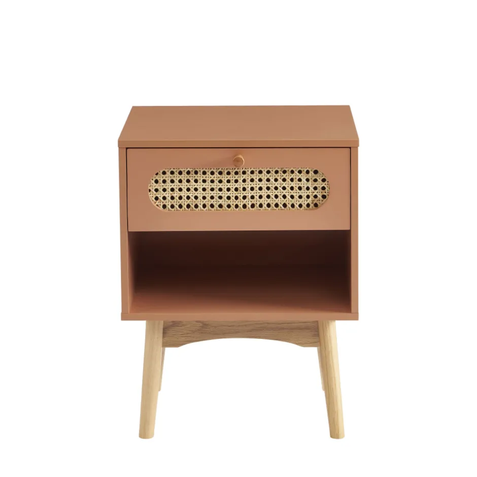 New No name CANNO Table de chevet enfant 1 tiroir en bois et cannage