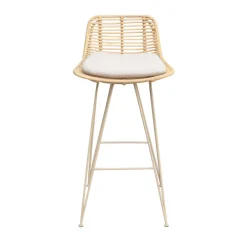 Discount Drawer CAPURGANA Lot de 2 chaises de bar design en rotin pieds beige H67cm