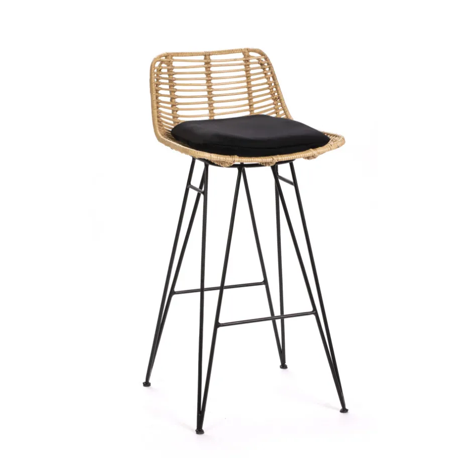 Hot Drawer CAPURGANA Lot de 2 chaises de bar design en rotin H 67 cm
