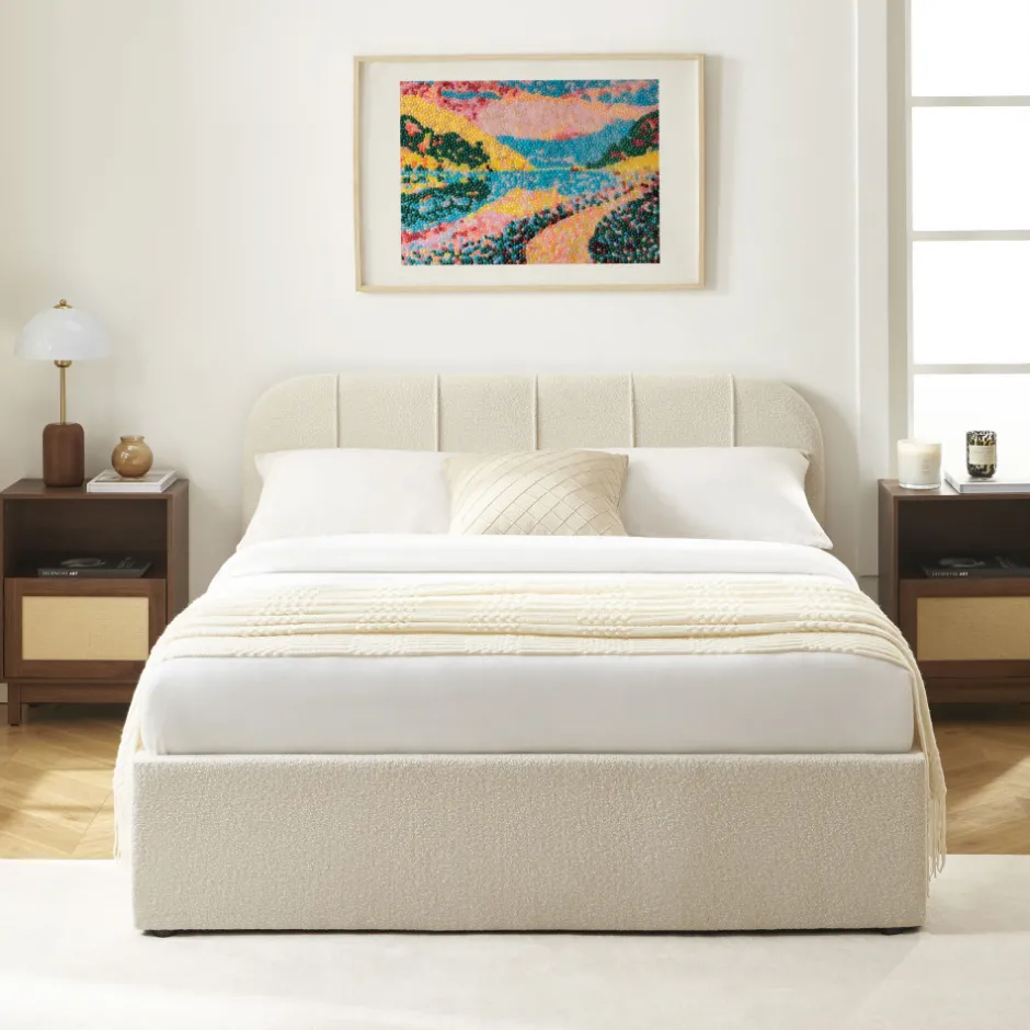 Online No name CARMEN Lit coffre en tissu chenille 140x190cm