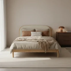 Hot Drawer CARRIE Lit en tissu bouclette et bois 160x200cm