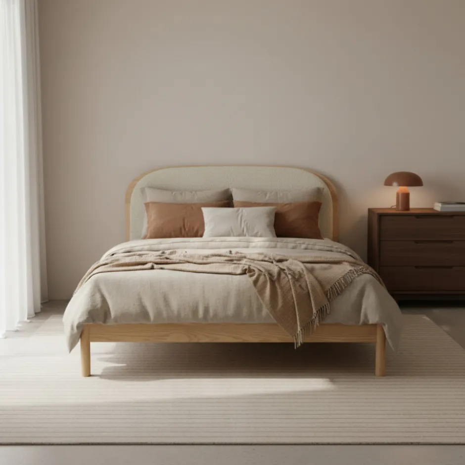 Hot Drawer CARRIE Lit en tissu bouclette et bois 160x200cm