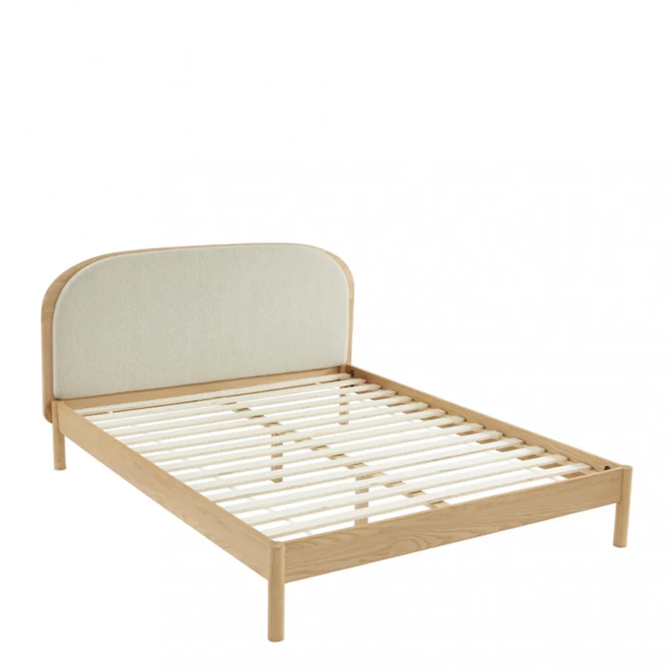 Hot Drawer CARRIE Lit en tissu bouclette et bois 160x200cm