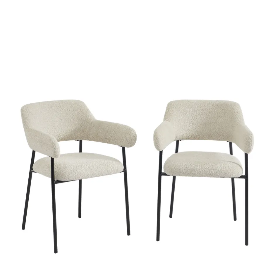 No name CELESTE Lot de 2 fauteuils de table en tissu et métal