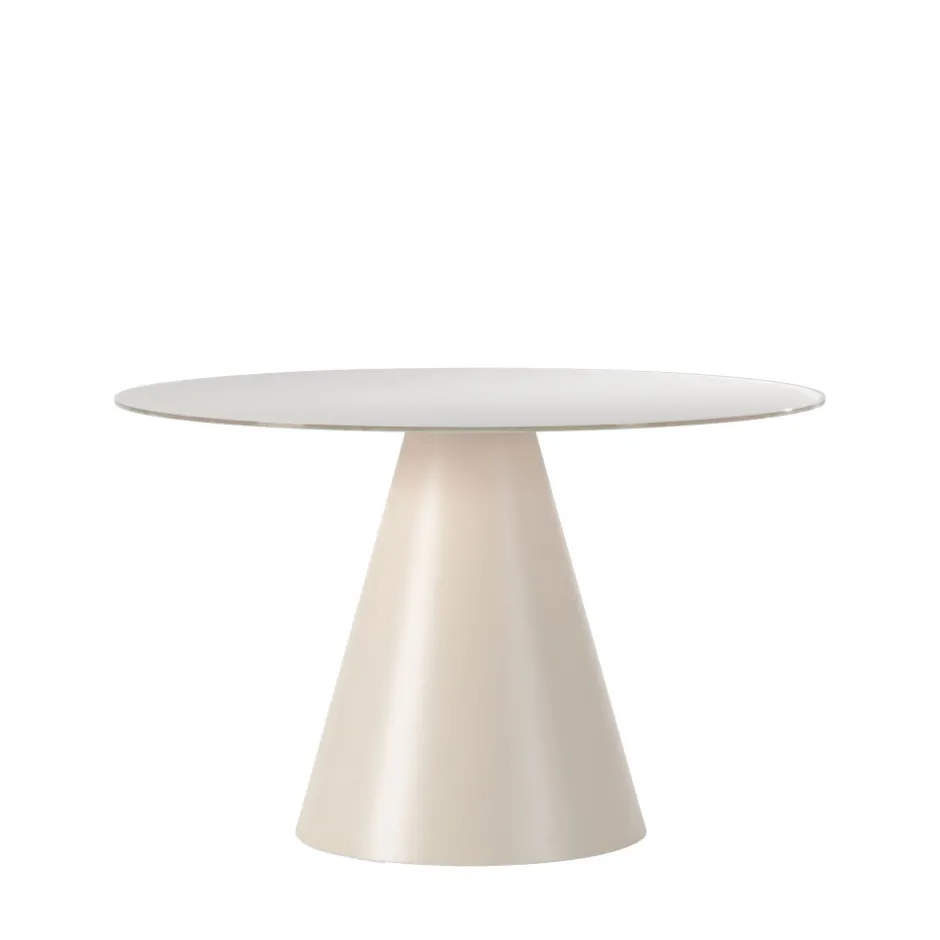 Hot Drawer CELESTE Table à manger 4 personnes ronde en verre trempé et métal ø120cm
