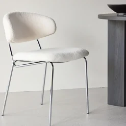 New Venture Home CHICO Lot de 2 chaises en tissu bouclette et métal