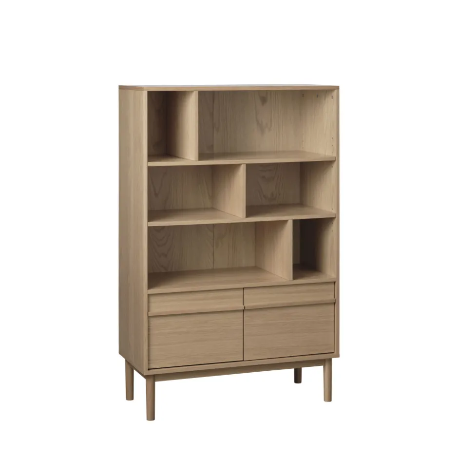 New No name CLANE Bibliothèque 6 niches, 2 portes en bois H140cm