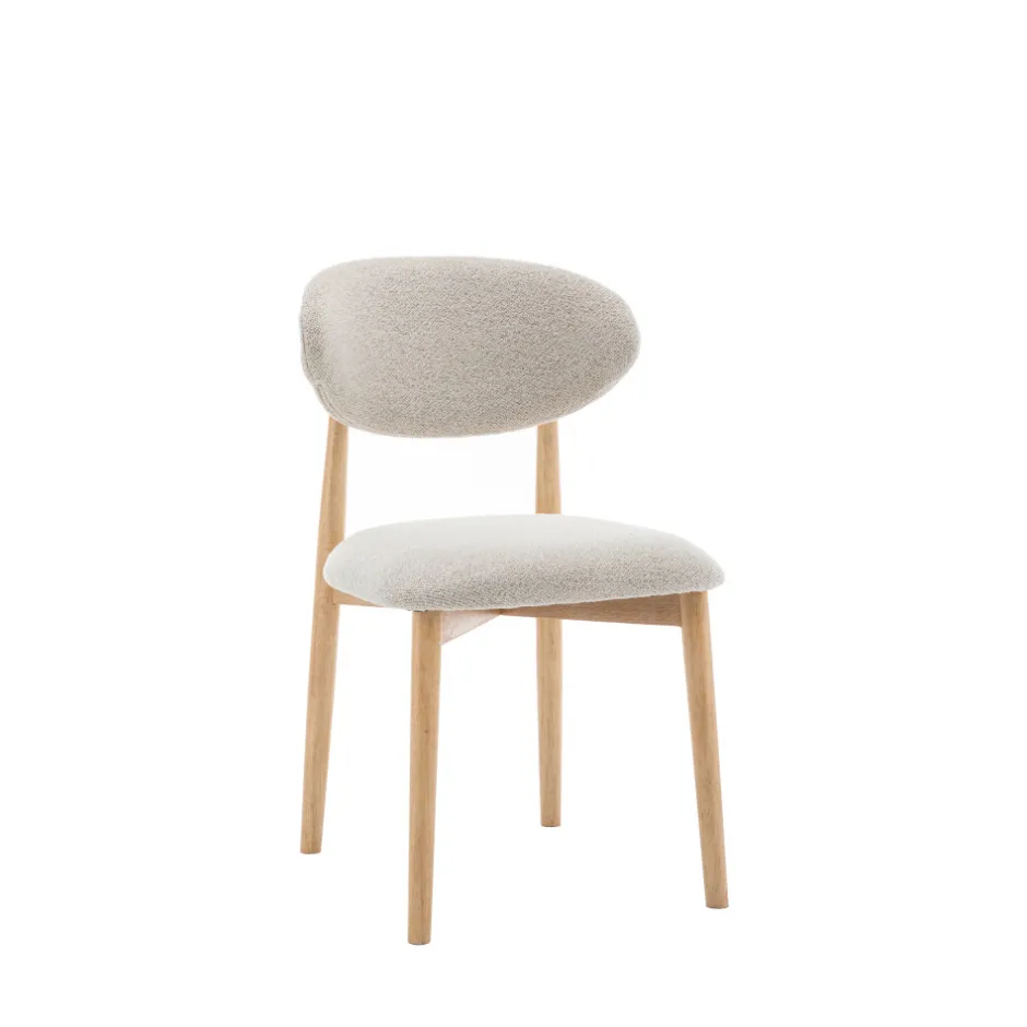 Discount Drawer CLARA Lot de 2 chaises en tissu bouclette et bois